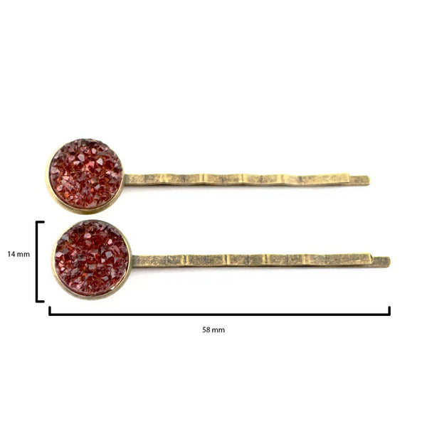 Amber Druzy Bobby Pins