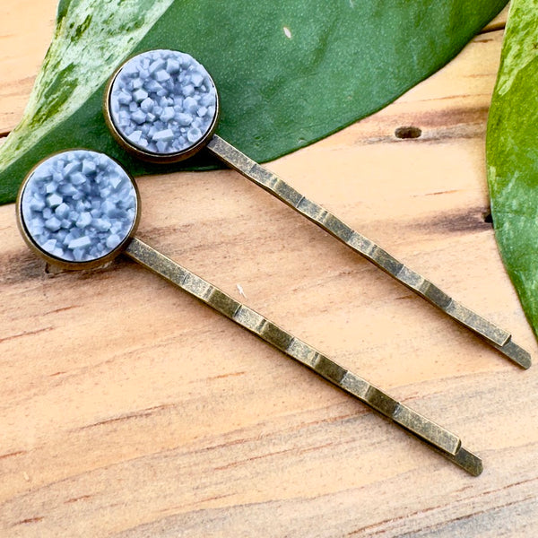 Ash Grey Druzy Bobby Pins