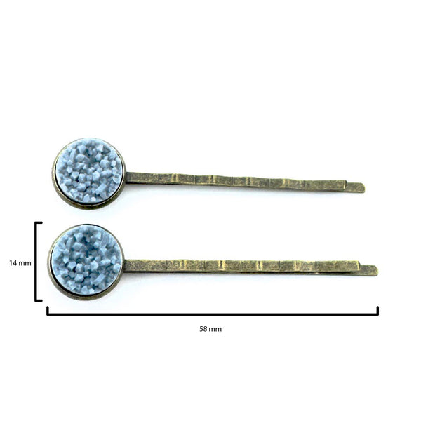 Ash Grey Druzy Bobby Pins