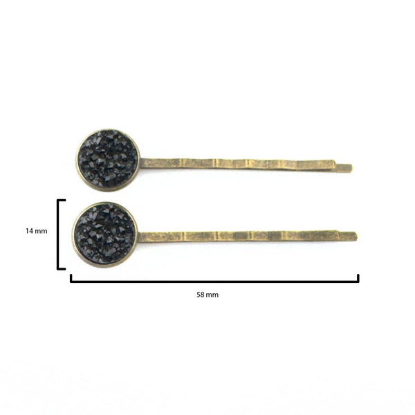 Black Druzy Bobby Pins