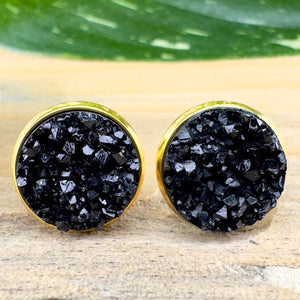 Black Druzy Earrings