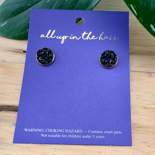 Black Druzy Earrings