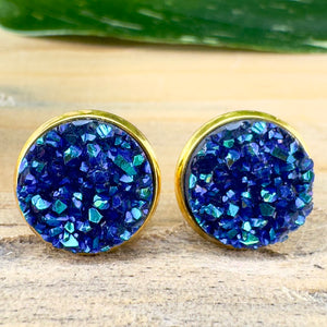Blue Druzy Earrings