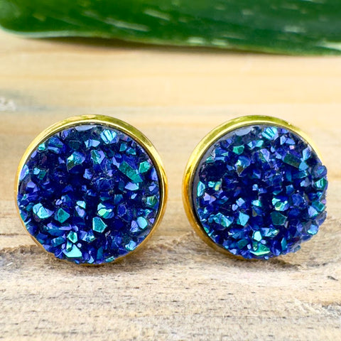 Blue Druzy Earrings