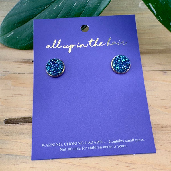 Blue Druzy Earrings