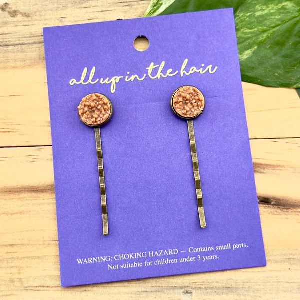 Camel Druzy Bobby Pins