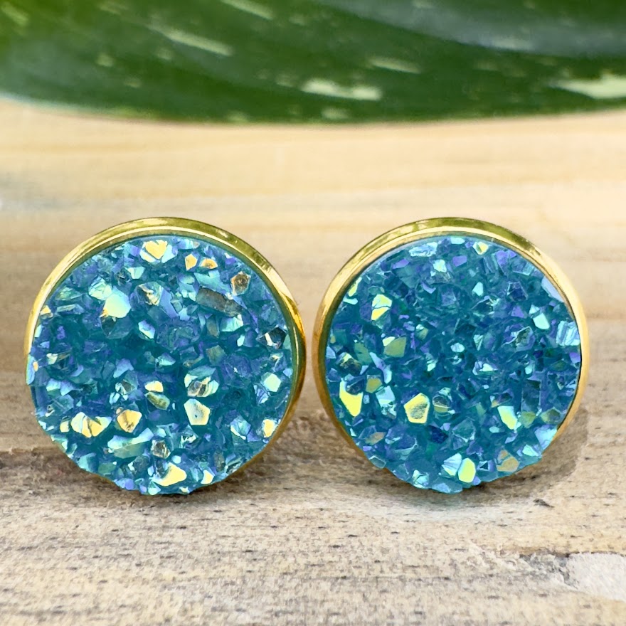 Aquamarine Druzy Earrings