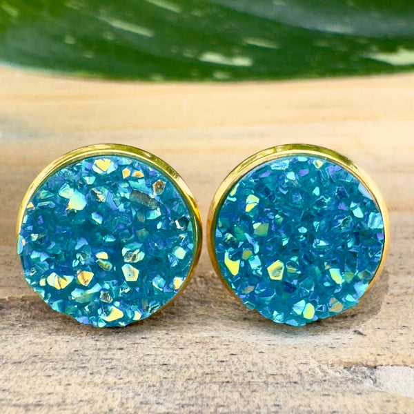 Aquamarine Druzy Earrings