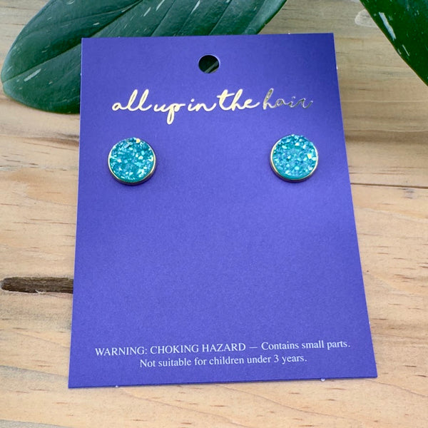 Aquamarine Druzy Earrings