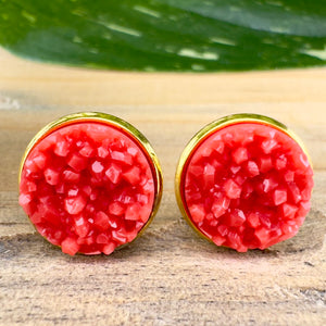 Coral Druzy Earrings