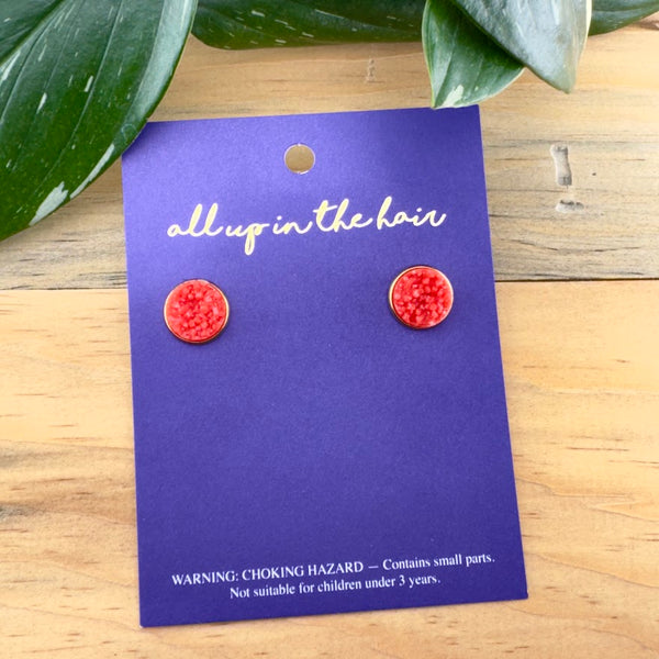 Coral Druzy Earrings