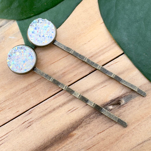 Frost Druzy Bobby Pins