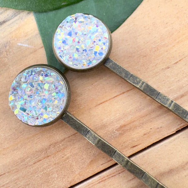Frost Druzy Bobby Pins
