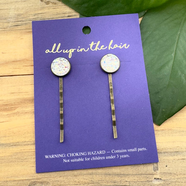 Frost Druzy Bobby Pins