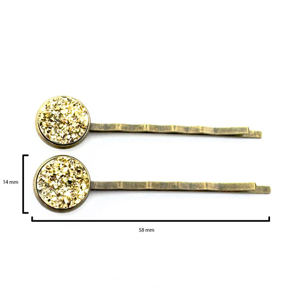 Gold Druzy Bobby Pins