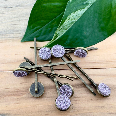 Icy Purple Druzy Bobby Pins