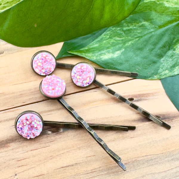 Light Pink Druzy Bobby Pins
