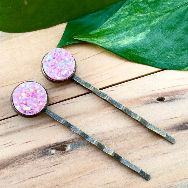 Light Pink Druzy Bobby Pins