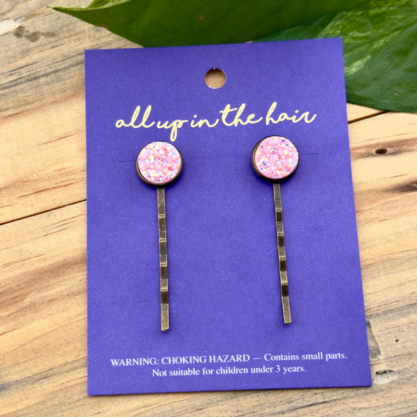 Light Pink Druzy Bobby Pins