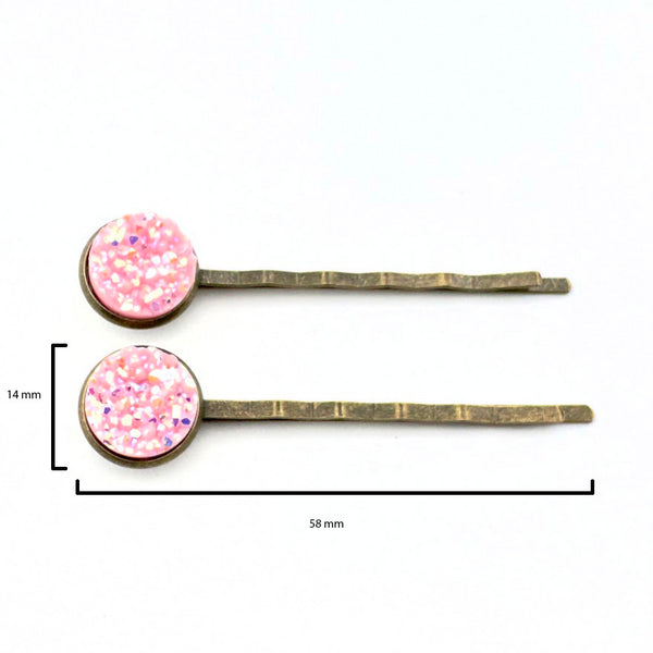 Light Pink Druzy Bobby Pins