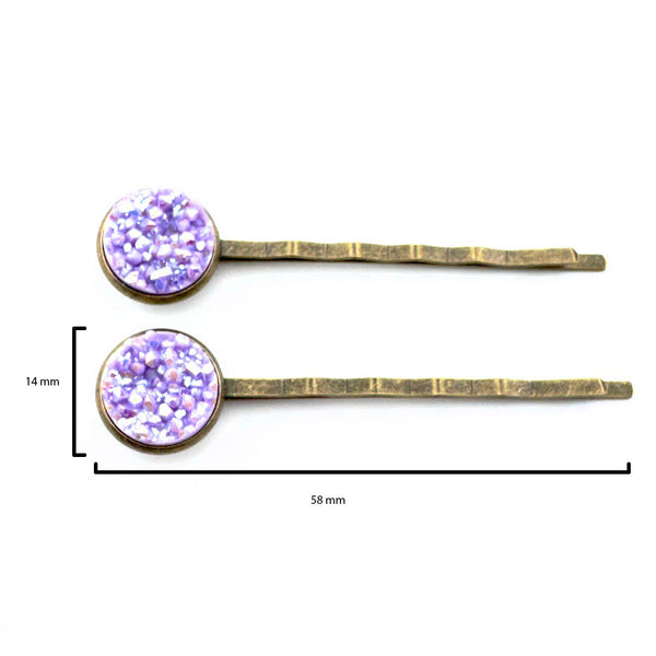 Light Purple Druzy Bobby Pins