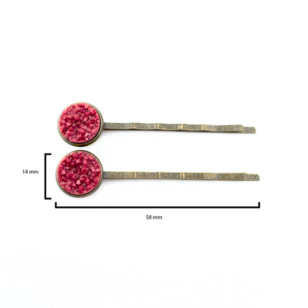 Maroon Druzy Bobby Pins