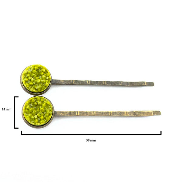 Olivine Druzy Bobby Pins