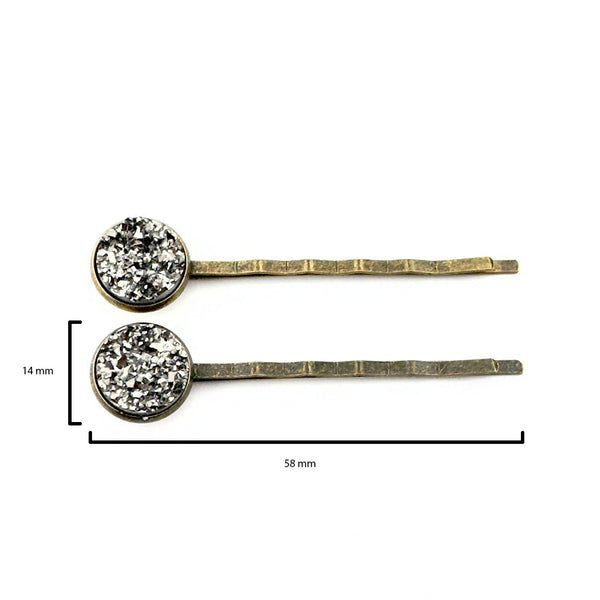 Pewter Druzy Bobby Pins