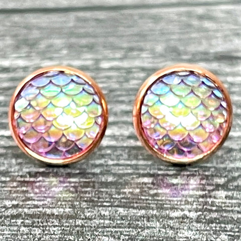 Purple Mermaid Stud Earrings
